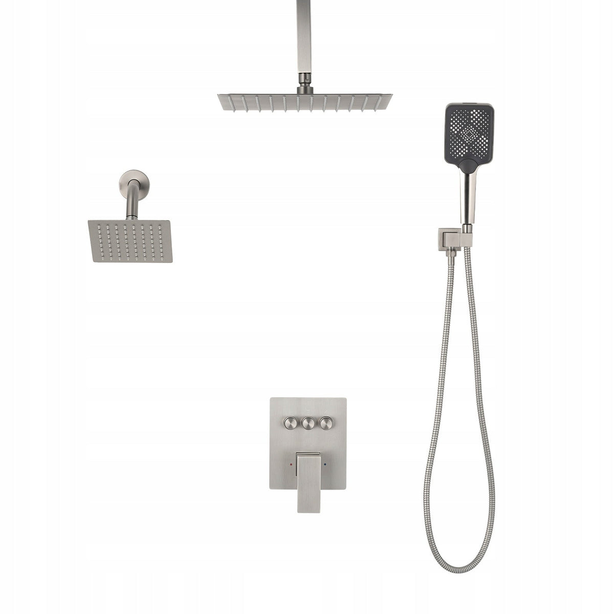 PROFESSIONAL SHOWER SET VEVOR 12 INCH RAINFALL SHOWER HEAD 4-IN-1 HANDHELD SHOWER