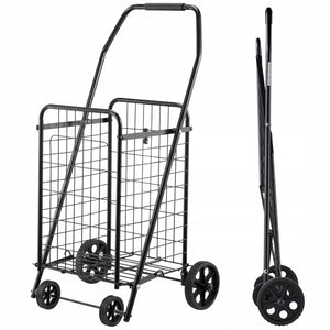 VEVOR FOLDABLE SHOPPING CART STRONG 40.8KG SWIVEL WHEELS BLACK