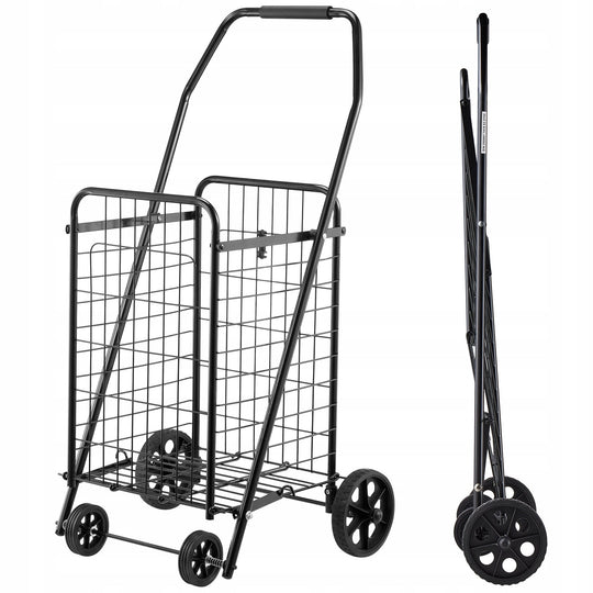 VEVOR FOLDABLE SHOPPING CART STRONG 40.8KG SWIVEL WHEELS BLACK