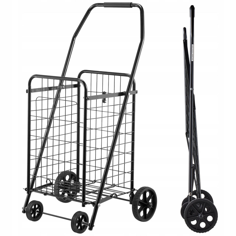 VEVOR FOLDABLE SHOPPING CART STRONG 40.8KG SWIVEL WHEELS BLACK