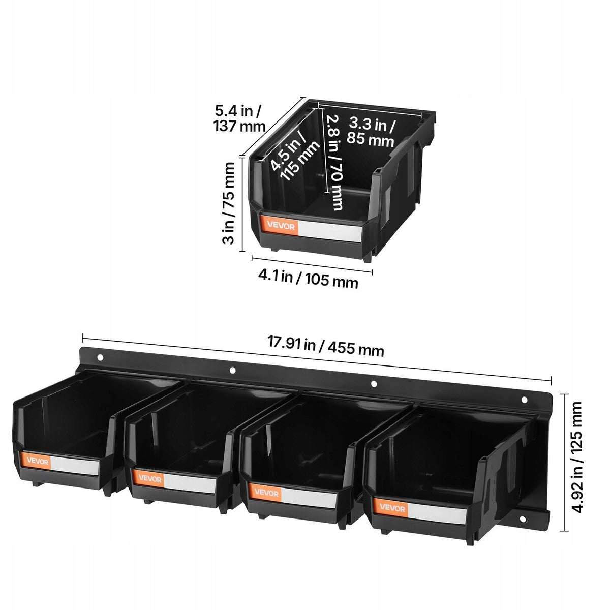 VEVOR HEAVY DUTY STACKABLE WALL BINS 12 PCS 137X105X75 MM