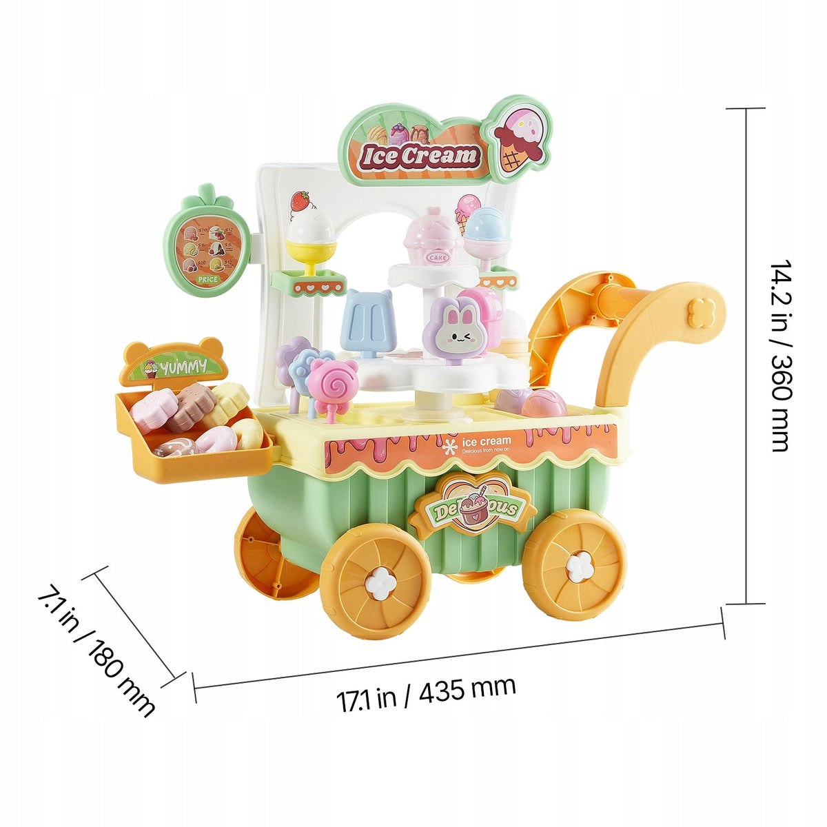 VEVOR ICE CREAM CART 27 PIECES ACCESSORY SET LIGHTS SOUNDS PP