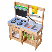 VEVOR PREMIUM WOODEN PLAY KITCHEN WITH STOVE AND ACCESSORIES FOR
