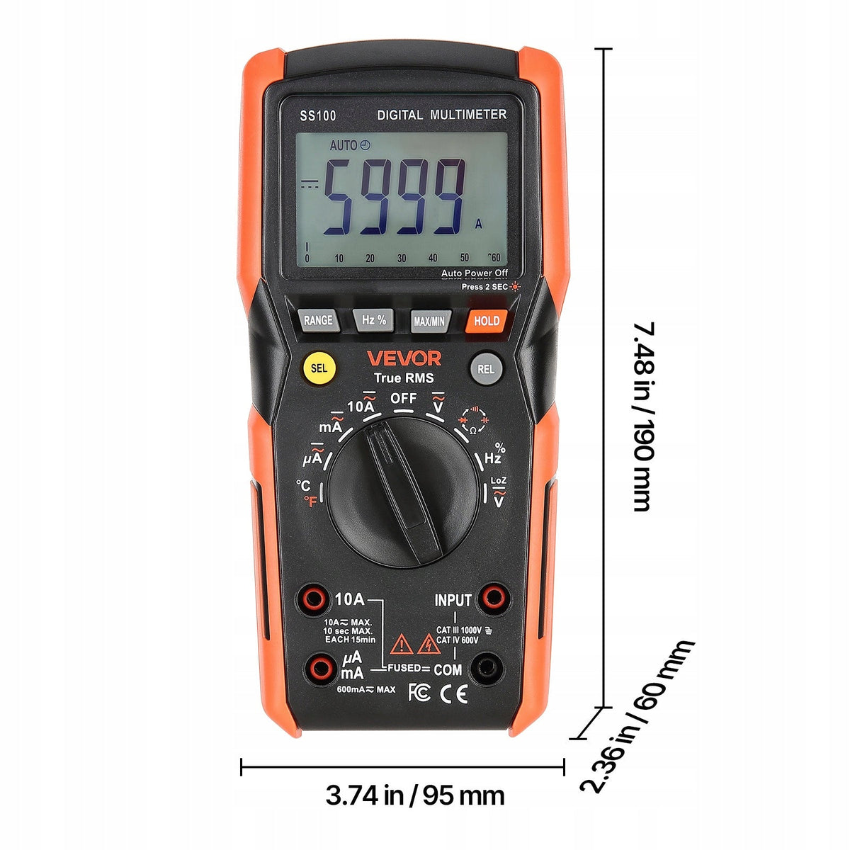 VEVOR DIGITAL TRMS 6000 AC DC CLAMP METER