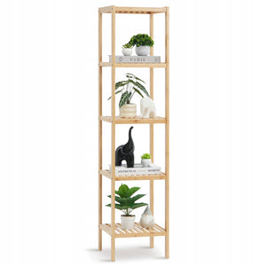 SOLID VEVOR 5-TIER BAMBOO CORNER SHELF STORAGE RACK