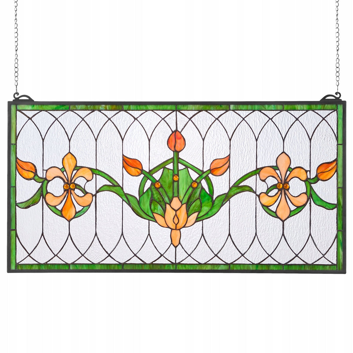 VEVOR Stained Glass Panel 810x433 MM Hanging Glass with Chain Sturdy Decor