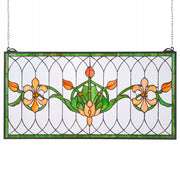 VEVOR Stained Glass Panel 810x433 MM Hanging Glass with Chain Sturdy Decor