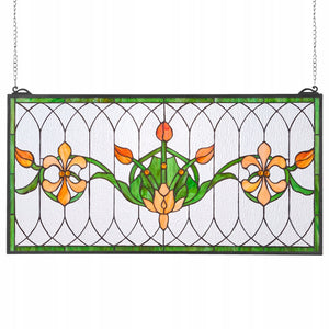 VEVOR Stained Glass Panel 810x433 MM Hanging Glass with Chain Sturdy Decor