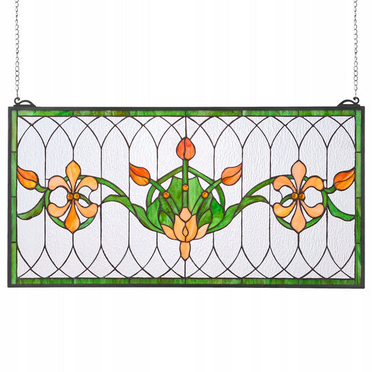 VEVOR Stained Glass Panel 810x433 MM Hanging Glass with Chain Sturdy Decor