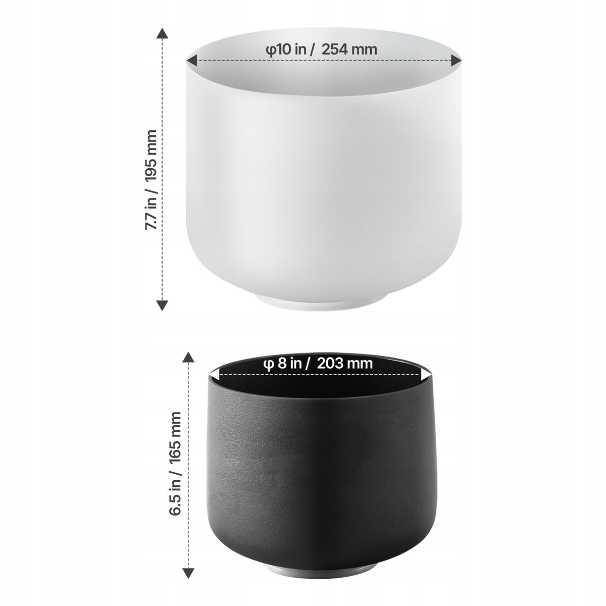 VEVOR SET OF 2 STRONG CRYSTAL SINGING BOWLS 203 AND 254 MM