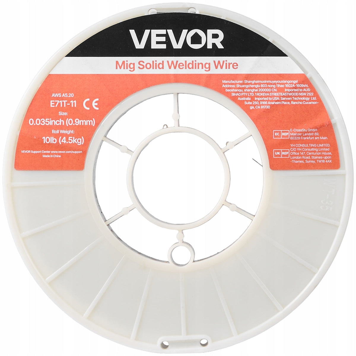 VEVOR 0.9MM E71T-11 FLUX CORE WIRE FOR GASLESS MIG WELDING 4.5KG STRONG