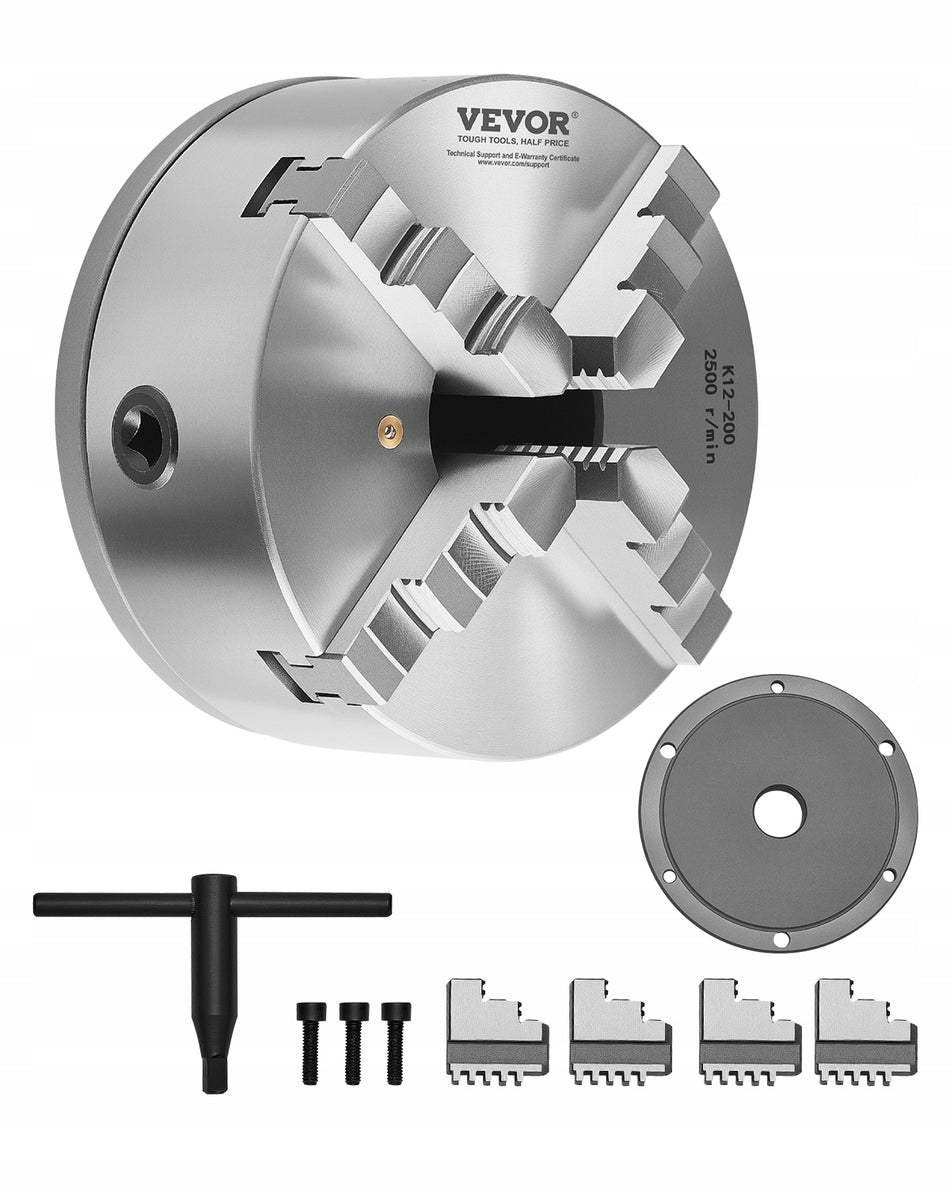 VEVOR 4-JAW LATHE CHUCK 200 MM SELF-CENTERING CAST IRON STRONG
