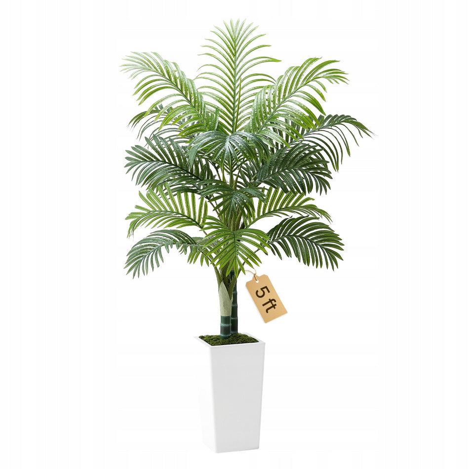VEVOR ARTIFICIAL ARECA PALM 1.5M STURDY TROPICAL PLANT WITH WHITE POT