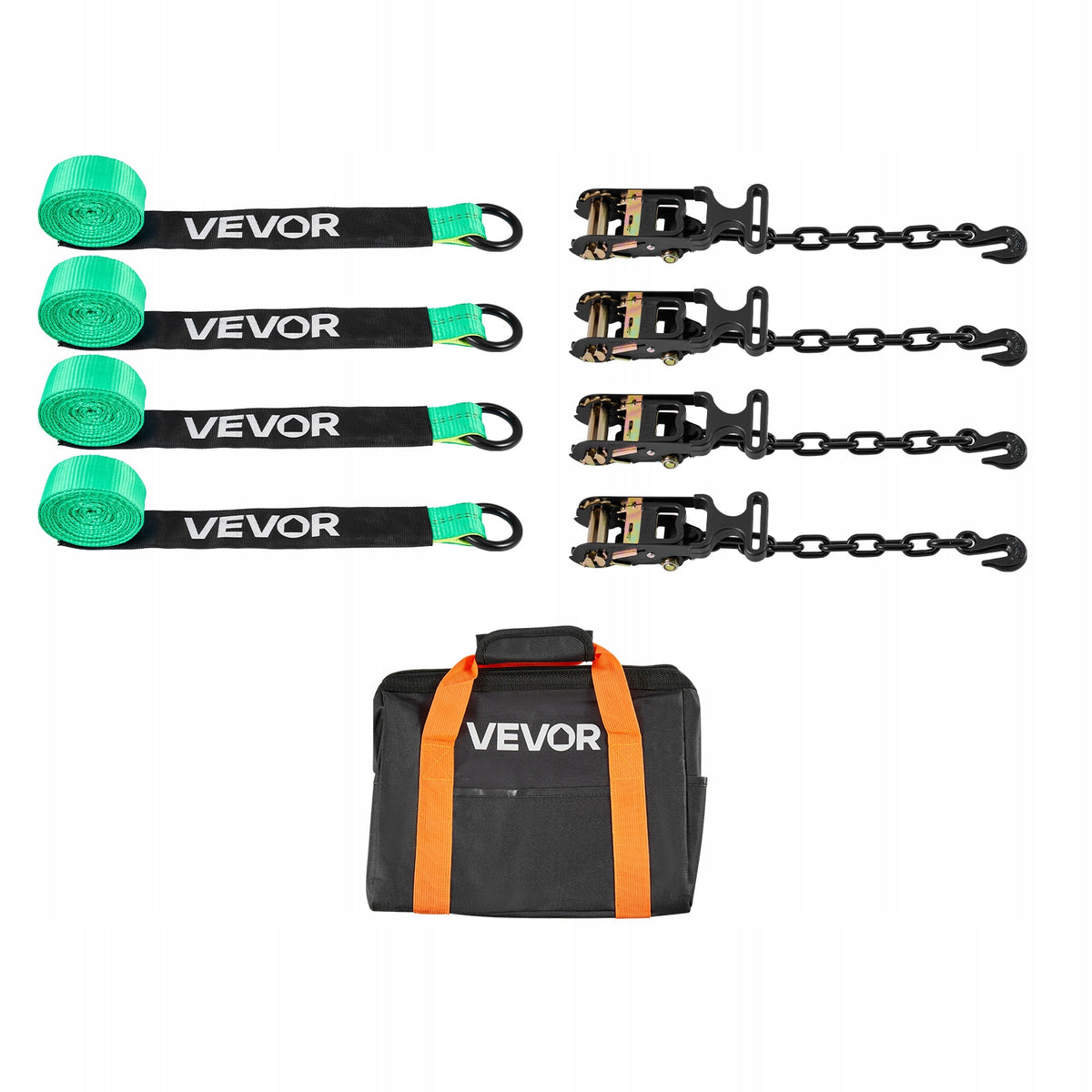VEVOR WHEEL TIE-DOWN STRAP KIT 50 8X3048MM STRONG HOOKS 1512KG LOAD CAPACITY