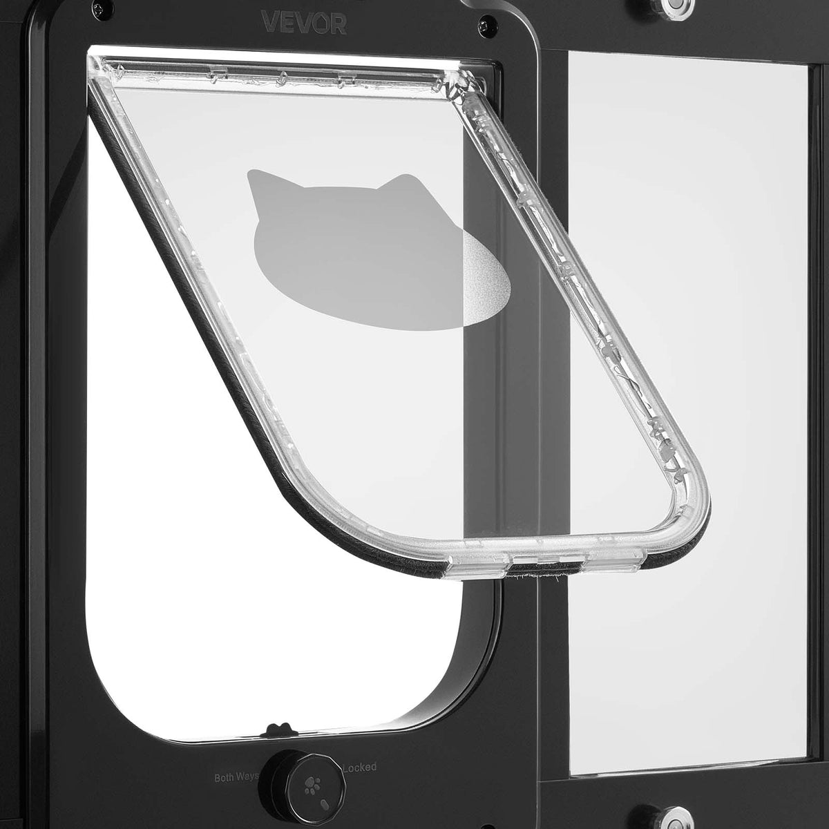 VEVOR ADJUSTABLE CAT FLAP 787-914MM ALUMINUM BLACK STRONG