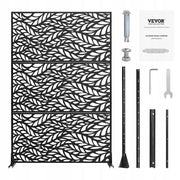 VEVOR 3-PIECE METAL FIREPLACE SCREEN 120X50.8X183 CM BLACK STURDY SCREEN