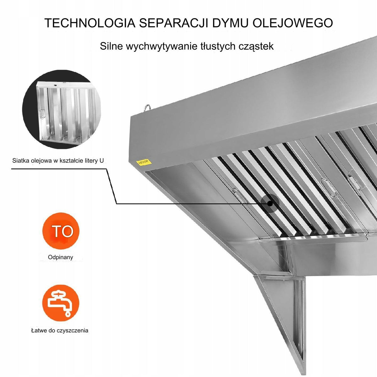 VEVOR 1.5M RANGE HOOD 201 STAINLESS STEEL FOR FOOD TRUCKS STRONG AND DURABLE