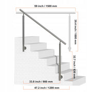 VEVOR OUTDOOR STAIR RAILING 150 CM STAINLESS STEEL ADJUSTABLE STRONG