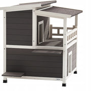 VEVOR TWO-TIER WOODEN CAT HOUSE WATERPROOF INSULATED 84X75X82CM