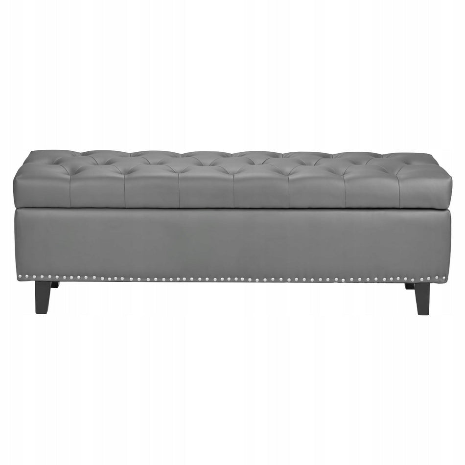 VEVOR FAUX LEATHER OTTOMAN BENCH WITH STORAGE 415X1305X440 MM HEAVY DUTY GREY
