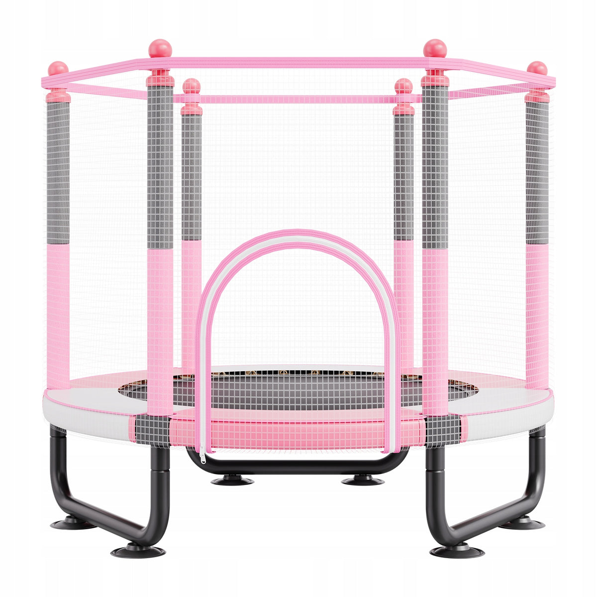 VEVOR KIDS' 60-INCH TRAMPOLINE WITH ENCLOSURE NET AND BASKETBALL HOOP, STURDY AND SAFE