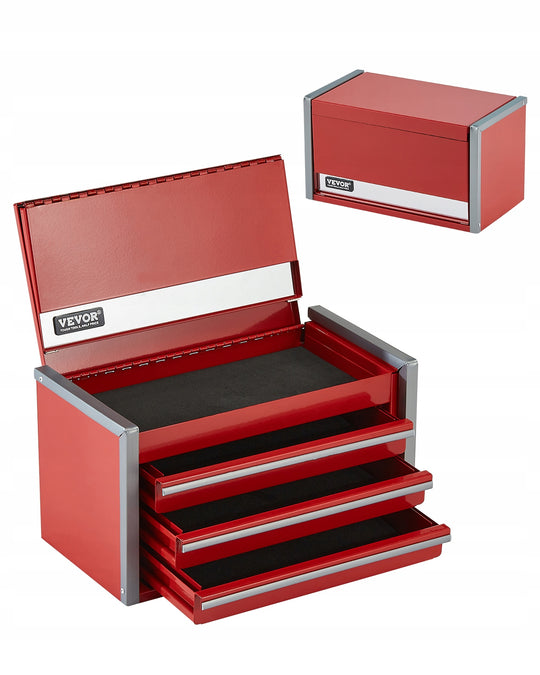 PREMIUM TOOL BOX VEVOR 218X118X120 MM 3 DRAWERS RED