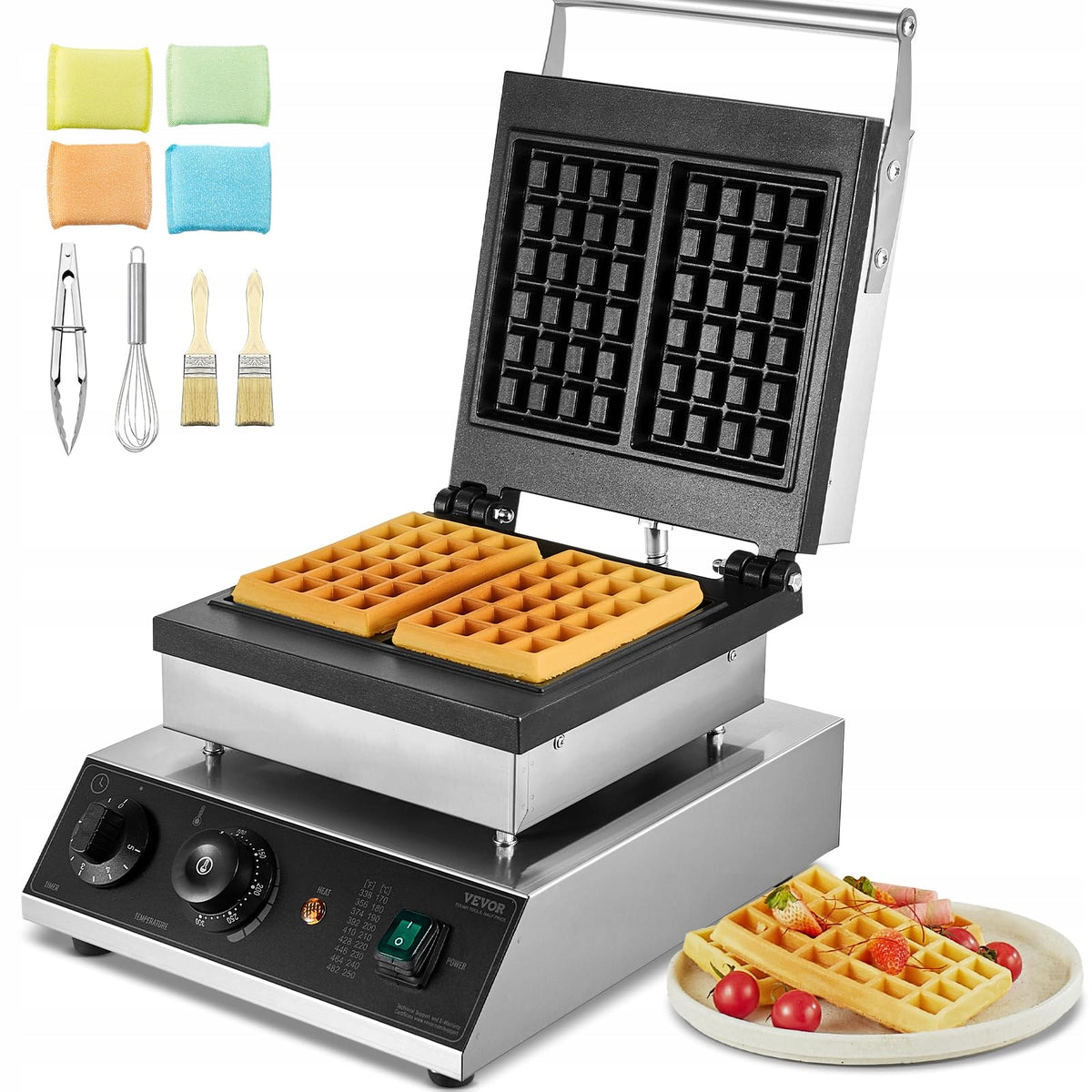 VEVOR COMMERCIAL WAFFLE MAKER 2000W STAINLESS STEEL NON-STICK