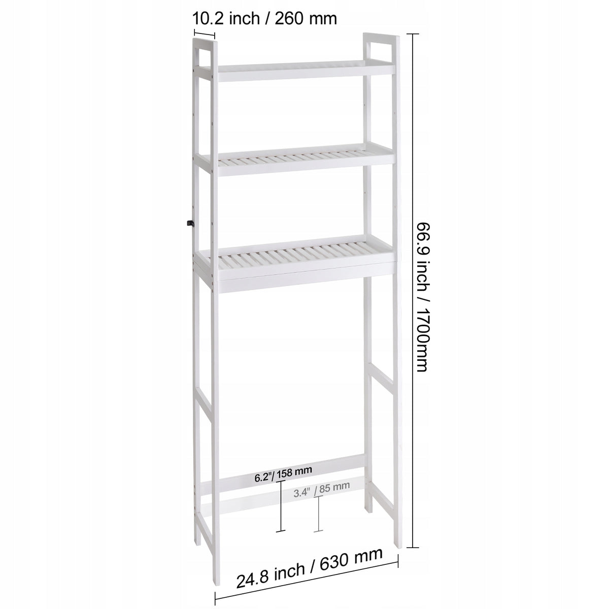 VEVOR BAMBOO 3-TIER OVER-TOILET SHELF ADJUSTABLE