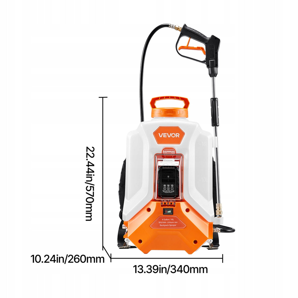 VEVOR CORDLESS PRESSURE SPRAYER 16L ELECTRIC BACKPACK