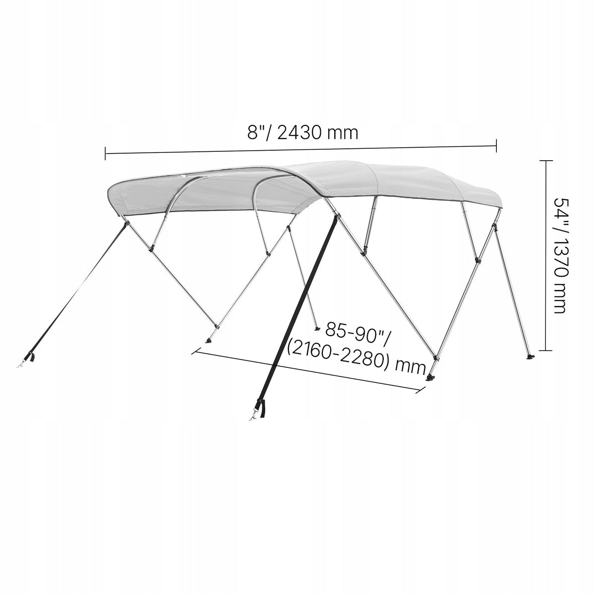 VEVOR BIMINI TOP BOAT COVER 4 ARCHES 600D WATERPROOF STURDY
