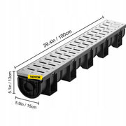 VEVOR DRAINAGE CHANNEL SET 3 PCS HDPE STAINLESS STEEL A15