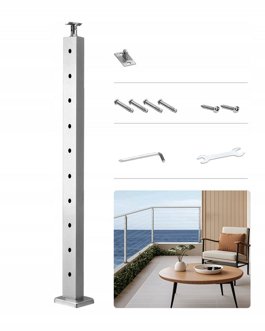 VEVOR PROFESSIONAL STAIR RAILING POST STAINLESS STEEL 91X2.5X5 CM