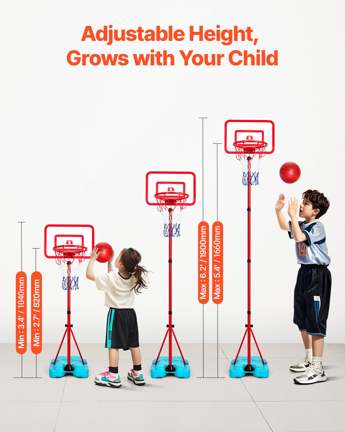 PROFESSIONAL BASKETBALL HOOP FOR KIDS VEVOR ADJUSTABLE PORTABLE