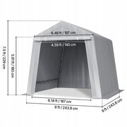 VEVOR TOOL TENT 243X243X229 CM STURDY GARAGE WITH PE GRAY
