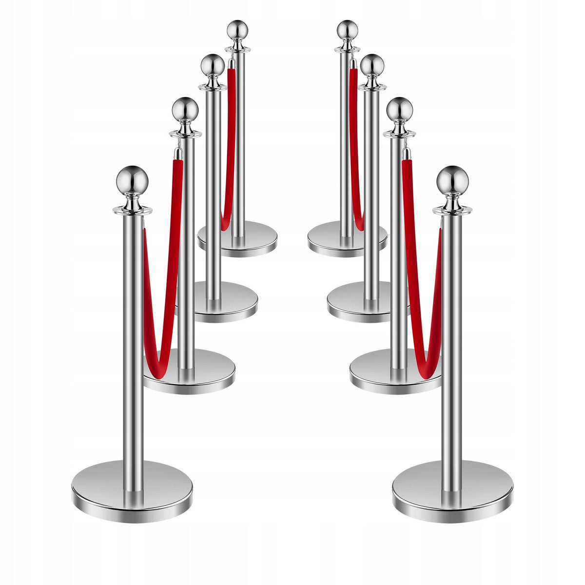 VEVOR 8-Pack Crowd Control Barrier with 4 Red Velvet Ropes
