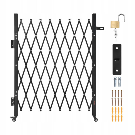 VEVOR PROFESSIONAL FOLDING SECURITY GATE WITH LOCK AND WHEELS