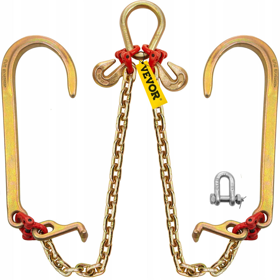 VEVOR G80 Professional Towing Chain 3m x 8mm with Hooks and Shackle