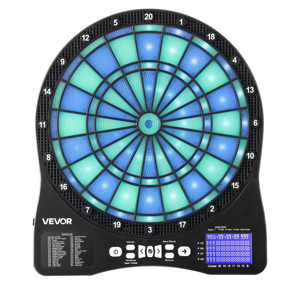 VEVOR ELECTRONIC DARTBOARD LED 48 GAMES 8 PLAYERS DART SET
