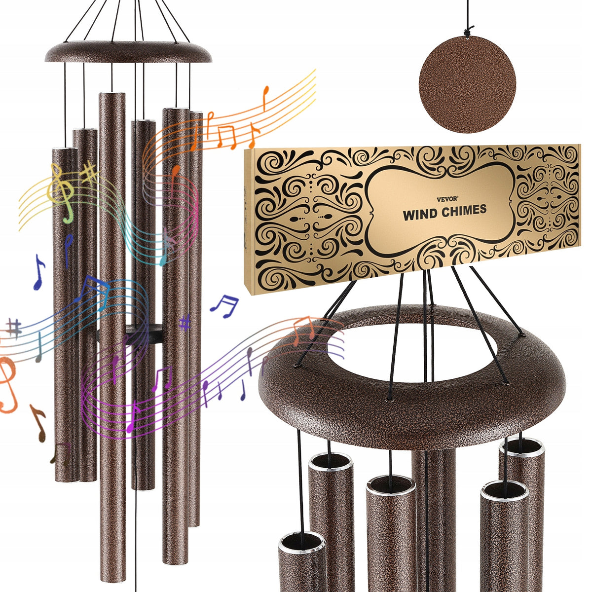 VEVOR 127 CM WIND CHIME 6 TUBES DEEP TONE SOLID DECOR