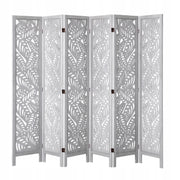 VEVOR ROOM DIVIDER 6 PANEL WOODEN FOLDING WHITE BOHO STURDY