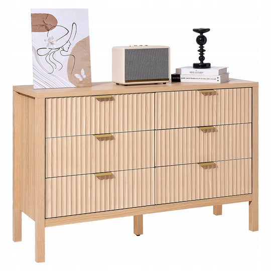 SOLID CHEST OF DRAWERS VEVOR 6 DRAWERS GROOVED DESIGN SECURITY
