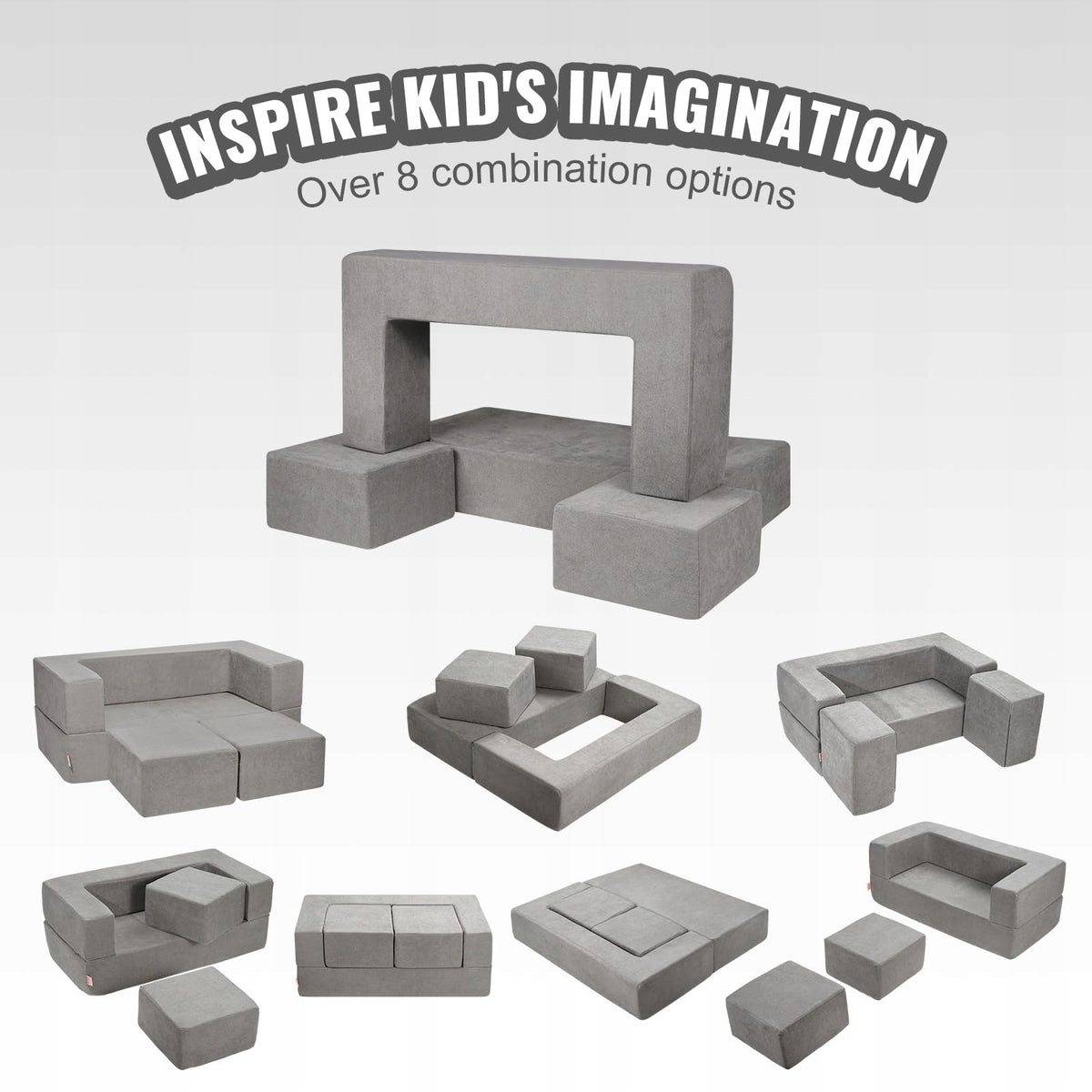VEVOR MODULAR KIDS' PREMIUM SOFA 100X100X20CM CHENILLE FABRIC BLOCKS