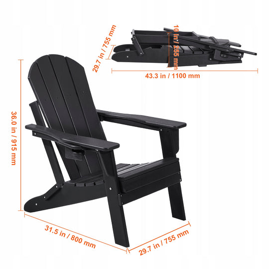 VEVOR PLASTIC ADIRONDACK CHAIR 2 PCS FOLDABLE WEATHER-RESISTANT SET