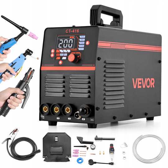 VEVOR 3-IN-1 WELDER PLASMA CUTTER TIG MMA 50A 200A LED PROFESSIONAL