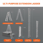 VEVOR A-FRAME TELESCOPING LADDER 20.5FT COMPACT STURDY ALUMINUM 330LB