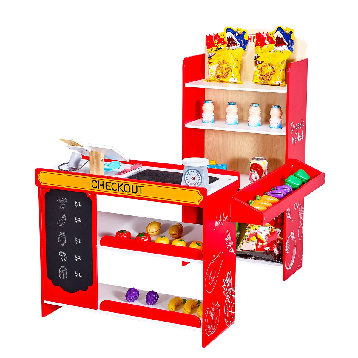 VEVOR WOODEN SHOP WITH PLAY ACCESSORIES SET GROCERY STORE