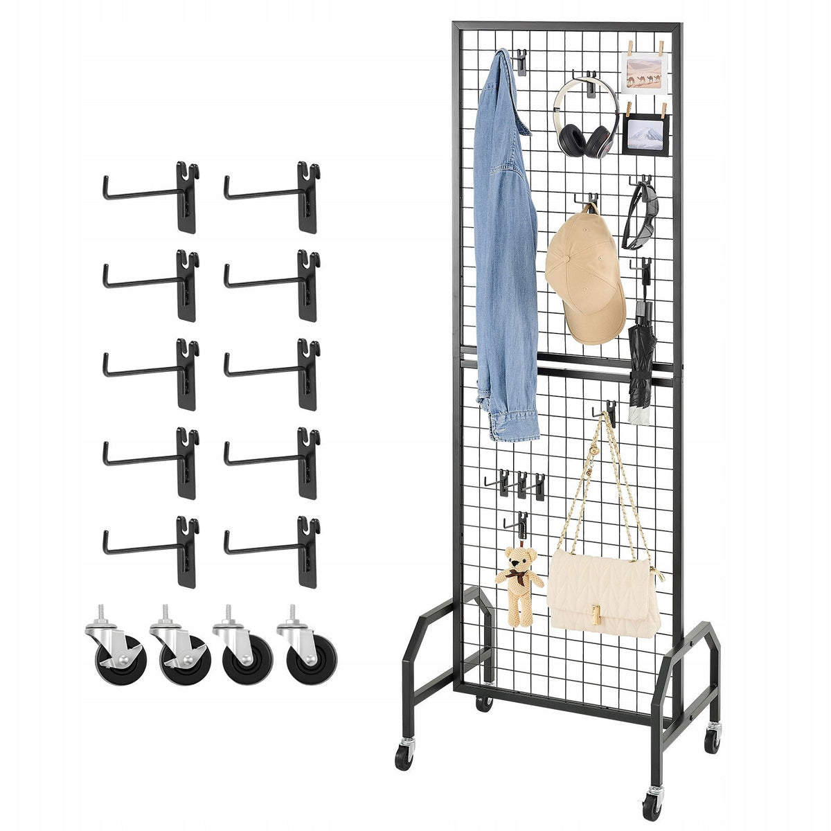 VEVOR LATTICE WALL PANEL 60X164 CM BLACK DISPLAY STAND WITH 10
