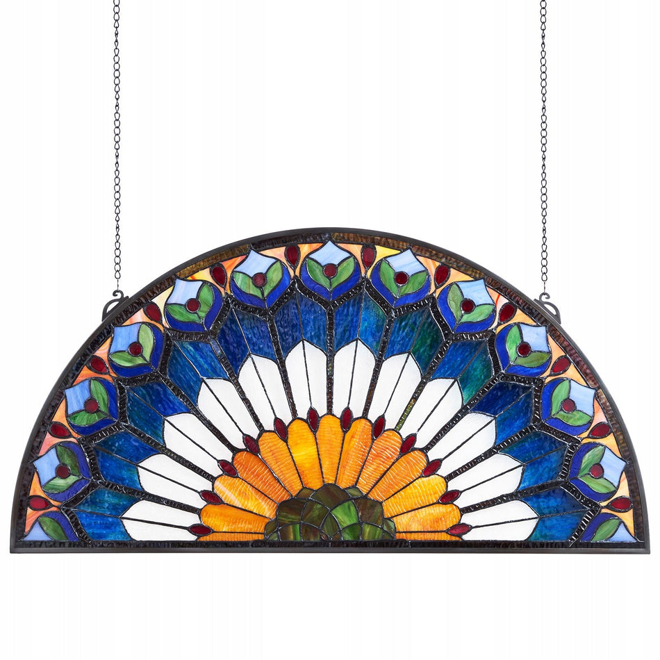 VEVOR Stained Glass Panel 913x465mm Hanging Glass with Chain Solid Decor
