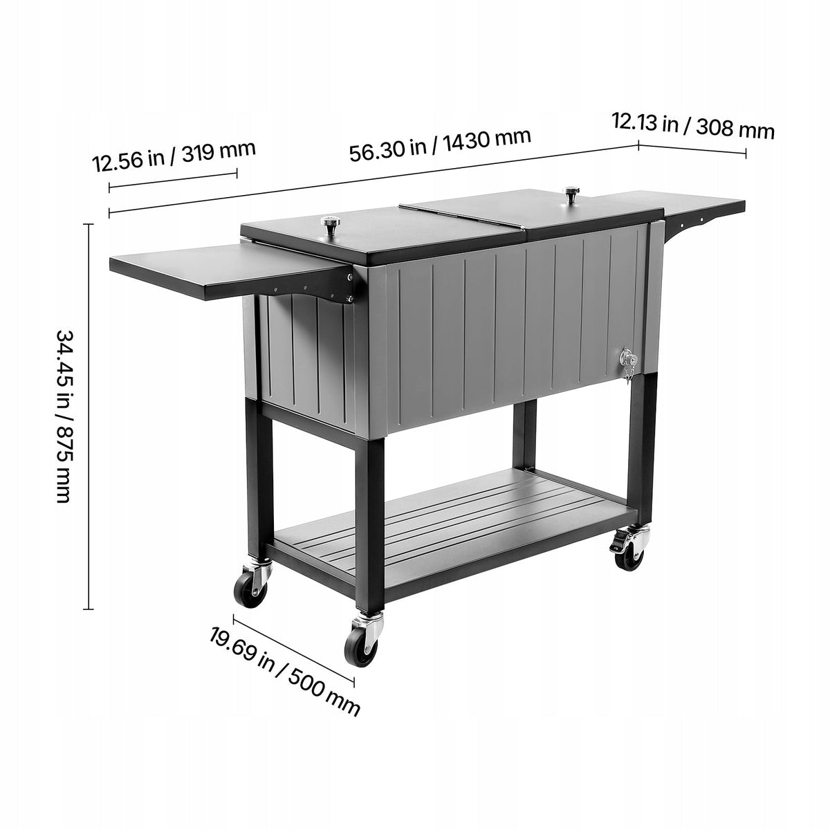 VEVOR 75.7L REFRIGERATED CART FOR DRINKS, UP TO 50 BOTTLES, 110 CANS, HEAVY DUTY