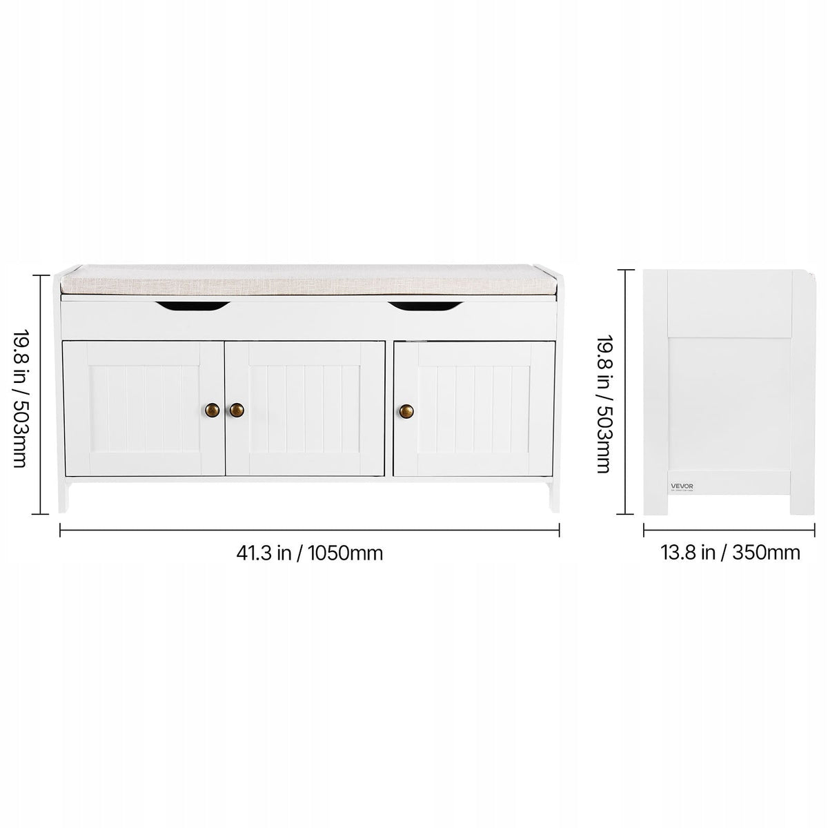 SHOE RACK BENCH VEVOR 1050X350X503 MM STURDY FOR HALLWAY WHITE